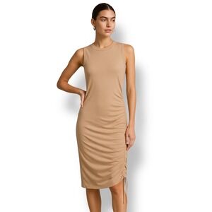 Sophie Rue Women Ruched Sleeveless Midi Dress‎ S Minimalist Stretch Clean Girl